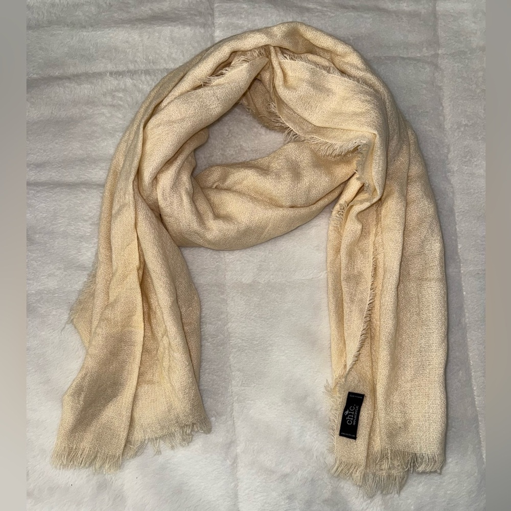 Cream Fringe Scarf by Echo